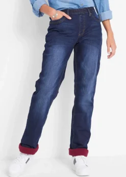 Damen bonprix Kurzgrößen|Bekleidung·Shirts & Tops|Straight-Jeans Mid Waist, Thermo