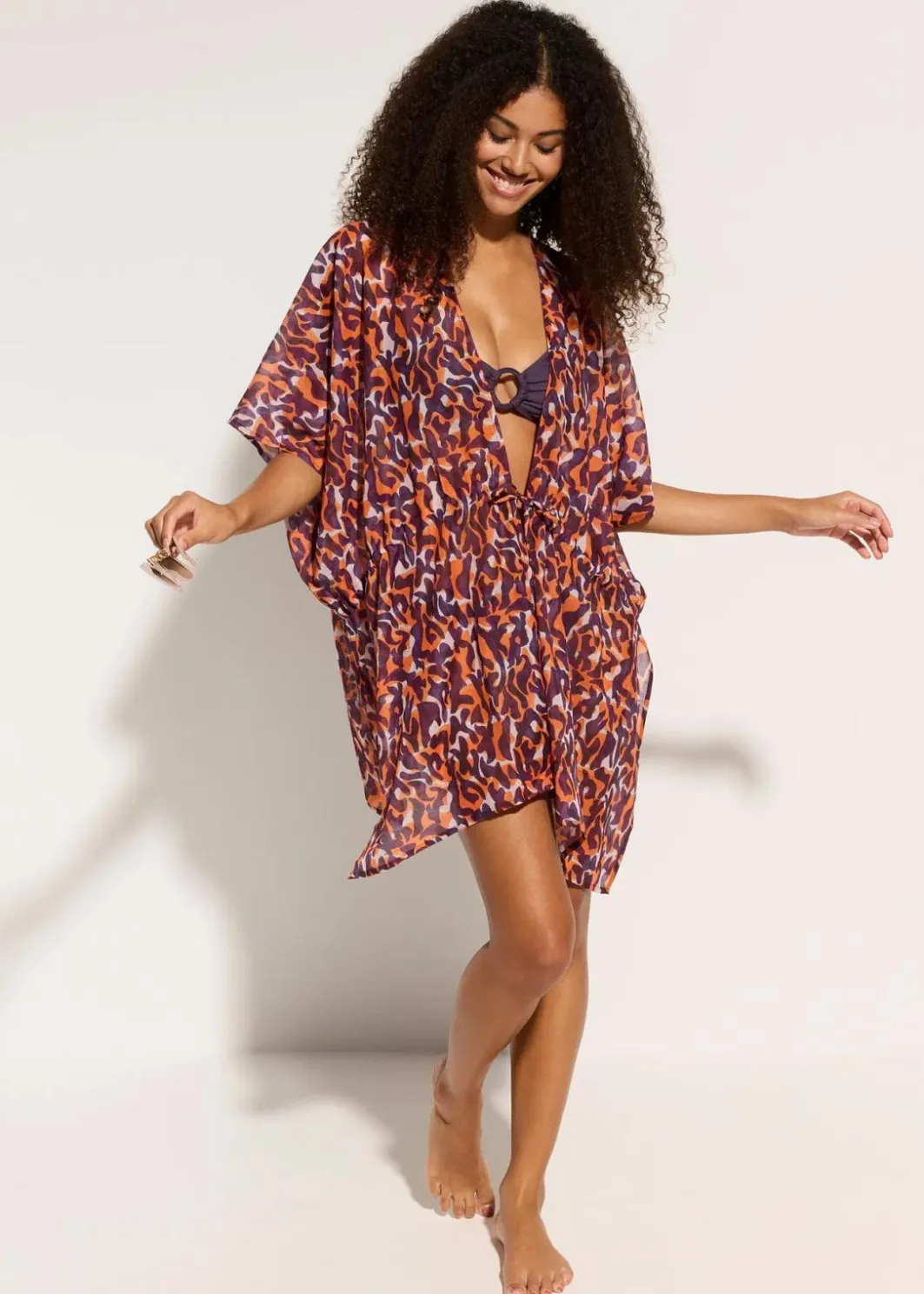 Damen bonprix Strandmode|Bademode·Strandmode|Strandkimono mit Bindedetail