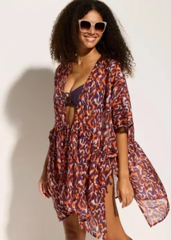 Damen bonprix Strandmode|Bademode·Strandmode|Strandkimono mit Bindedetail