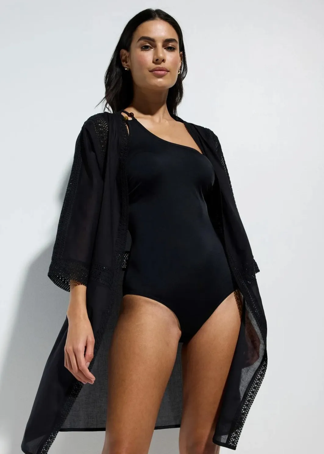 Outlet Strandkimono mit Spitze Damen Strandmode|Bademode·Strandmode