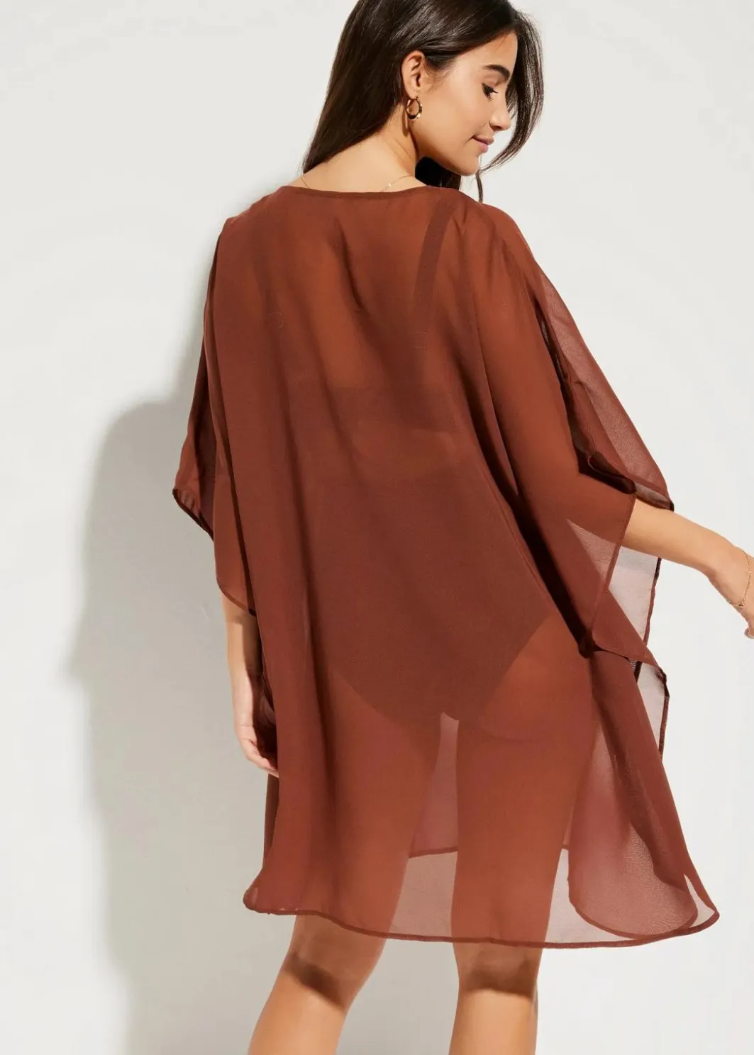 Damen bonprix Nachhaltigere Materialien|Kleider|Strandtunika aus leichtem Chiffon