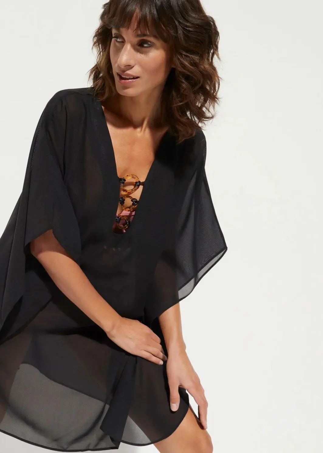 Damen bonprix Strandmode|Bademode·Strandmode|Strandtunika aus leichtem Chiffon