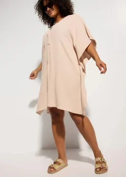 New Strandtunika aus luftigem Musselin Damen Kleider|Bekleidung·Pullover & Strickjacken