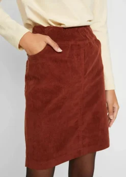 Damen bonprix Röcke|Bekleidung·Sportbekleidung|Stretch Baumwoll-Cordrock mit Bequembund