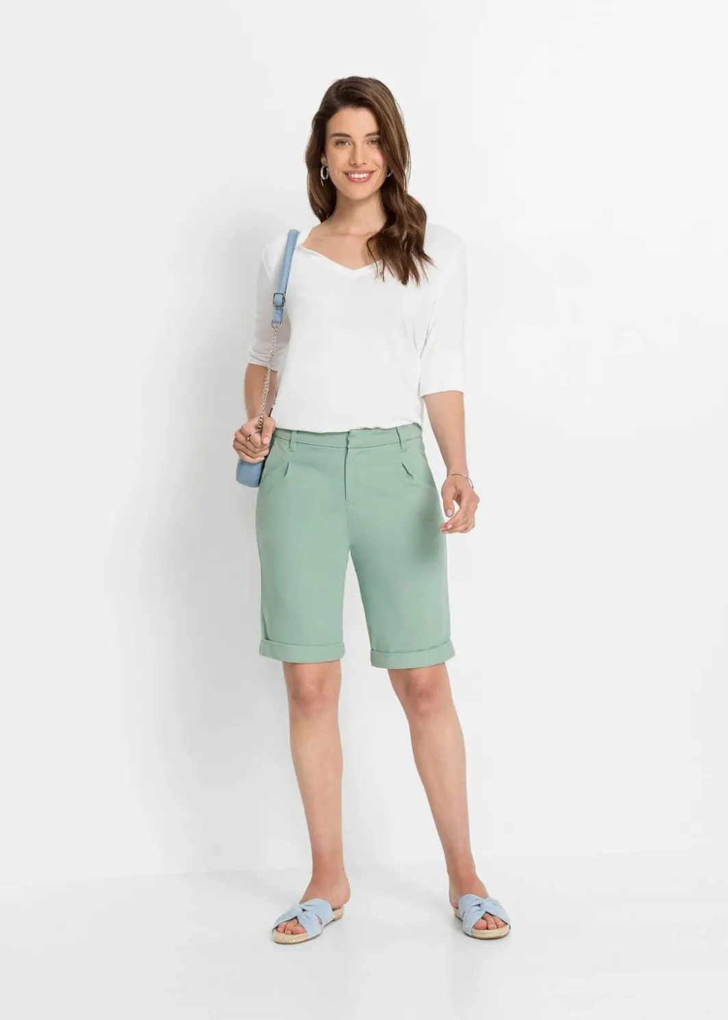 Damen bonprix Hosen|Shorts|Stretch-Bermuda