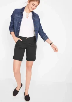 Damen bonprix Hosen|Shorts|Stretch-Bermuda