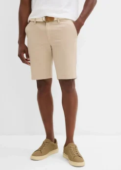 Clearance Stretch-Bermuda mit Gürtel, Regular Fit Herren Hosen|Shorts