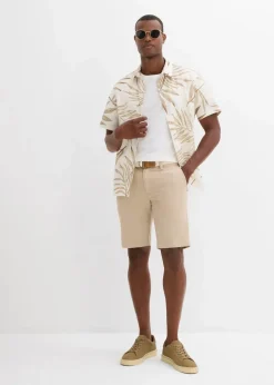 Clearance Stretch-Bermuda mit Gürtel, Regular Fit Herren Hosen|Shorts