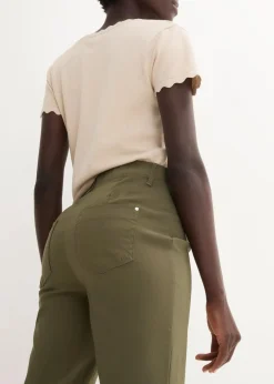 Damen bonprix Hosen|Stretchcapri mit Schlupfbund