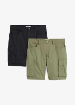 Herren bonprix Große Größen|Shorts|Stretch-Cargo-Bermuda Regular Fit (2er Pack)