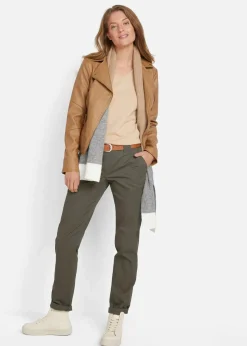 Damen bonprix Kurzgrößen|Hosen|Stretch-Chinohose