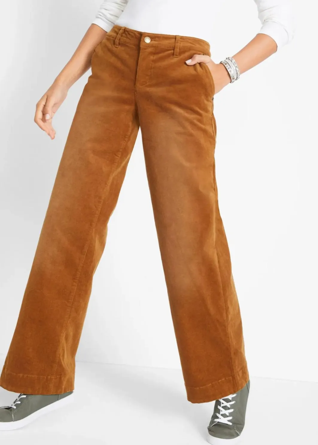 Damen bonprix Hosen|Bekleidung·Kleider|Stretch-Cordhose, Wide