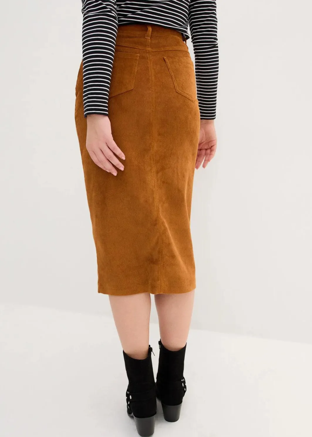 Damen bonprix Bekleidung·Sportbekleidung|Röcke|Stretch-Cord-Rock in Midilänge