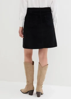 Damen bonprix Bekleidung·Sportbekleidung|Röcke|Stretch-Cordrock mit Knopfleiste