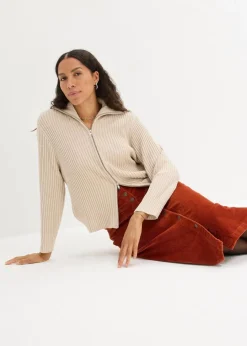 Stretch-Cordrock mit Knopfleiste, Midi-Länge Damen Röcke|Bekleidung·Sportbekleidung