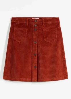 Damen bonprix Röcke|Bekleidung·Sportbekleidung|Stretch-Cordrock mit Knopfleiste