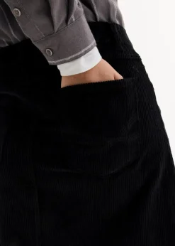 Online Stretch-Cordrock mit Knopfleiste, Midi-Länge Damen Bekleidung·Sportbekleidung|Röcke