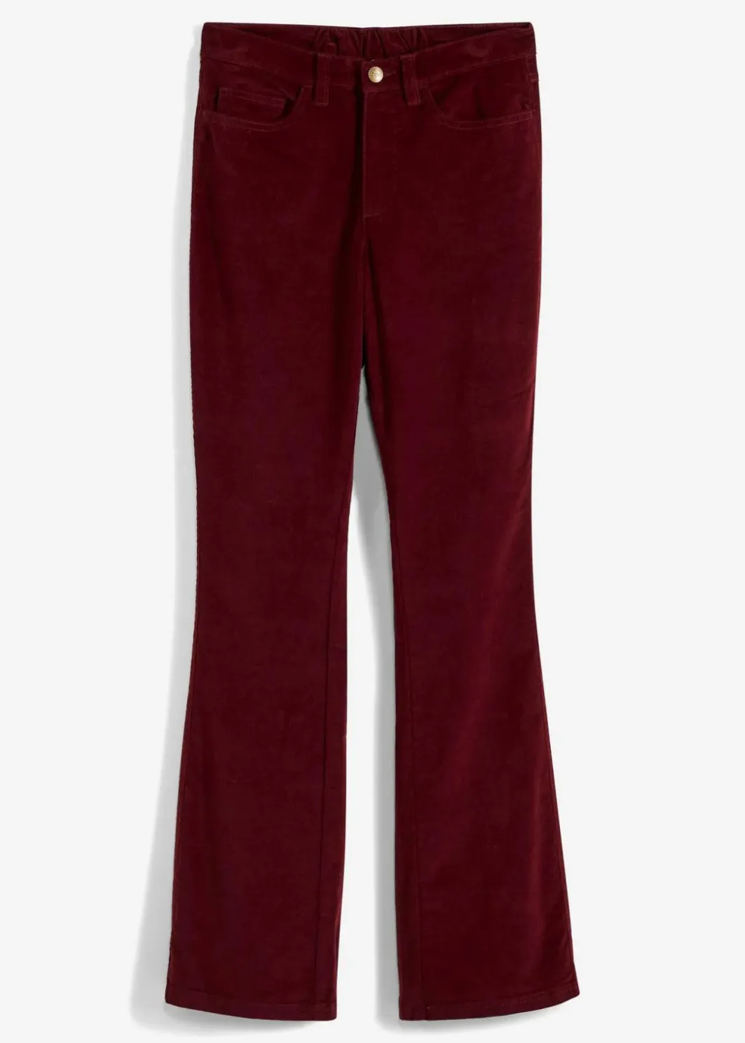 Stretch-Cord-Schlaghose mit High-Waist-Bequembund Damen Hosen|Bekleidung·Kleider