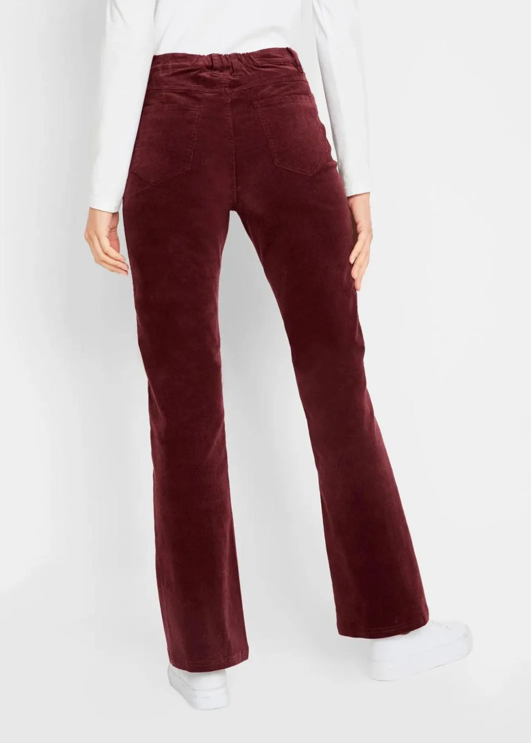 Stretch-Cord-Schlaghose mit High-Waist-Bequembund Damen Hosen|Bekleidung·Kleider