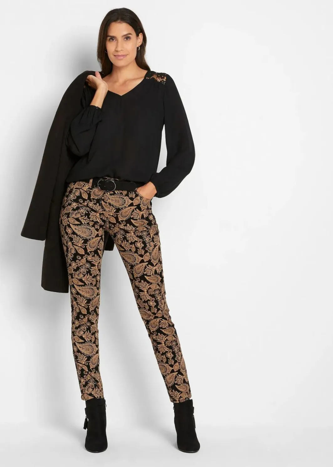 Damen bonprix Bekleidung·Kleider|Hosen|Stretch-Hose bedruckt
