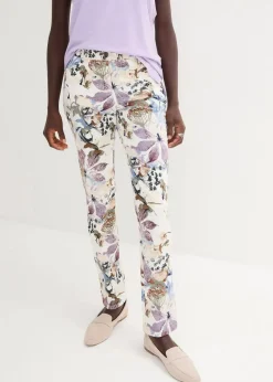 Hot Stretch-Hose mit Blumen-Print Damen Bekleidung·Kleider|Hosen