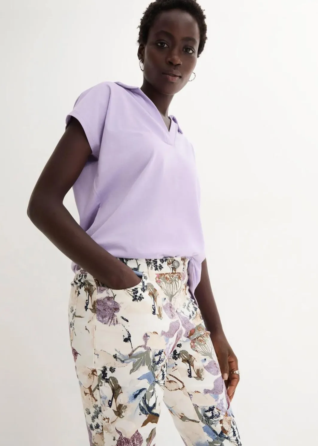 Hot Stretch-Hose mit Blumen-Print Damen Bekleidung·Kleider|Hosen
