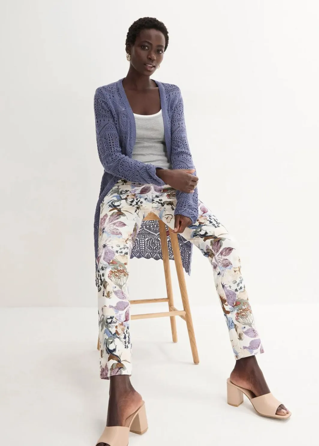 Hot Stretch-Hose mit Blumen-Print Damen Bekleidung·Kleider|Hosen