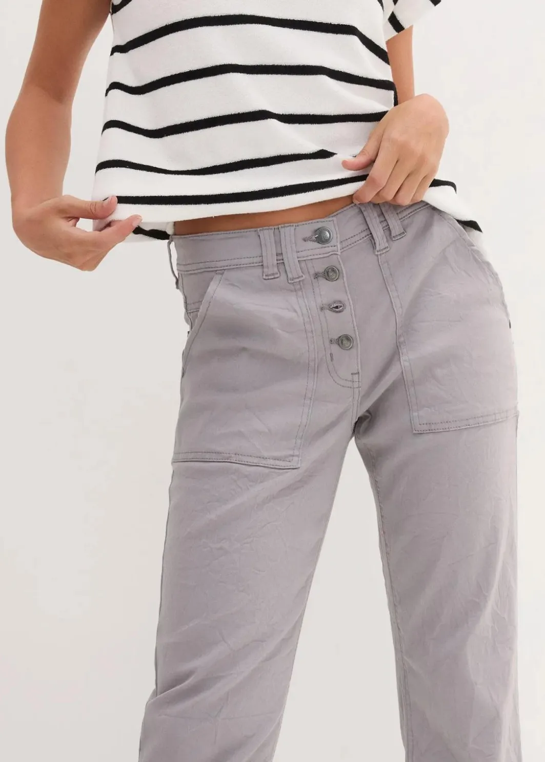 Stretch-Hose mit Crash-Effekt Damen Bekleidung·Kleider|Hosen