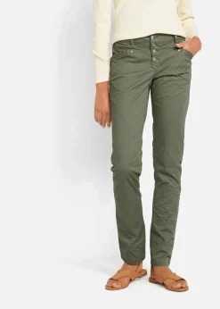 Damen bonprix Kurzgrößen|Bekleidung·Kleider|Stretch-Hose mit Crash-Effekt