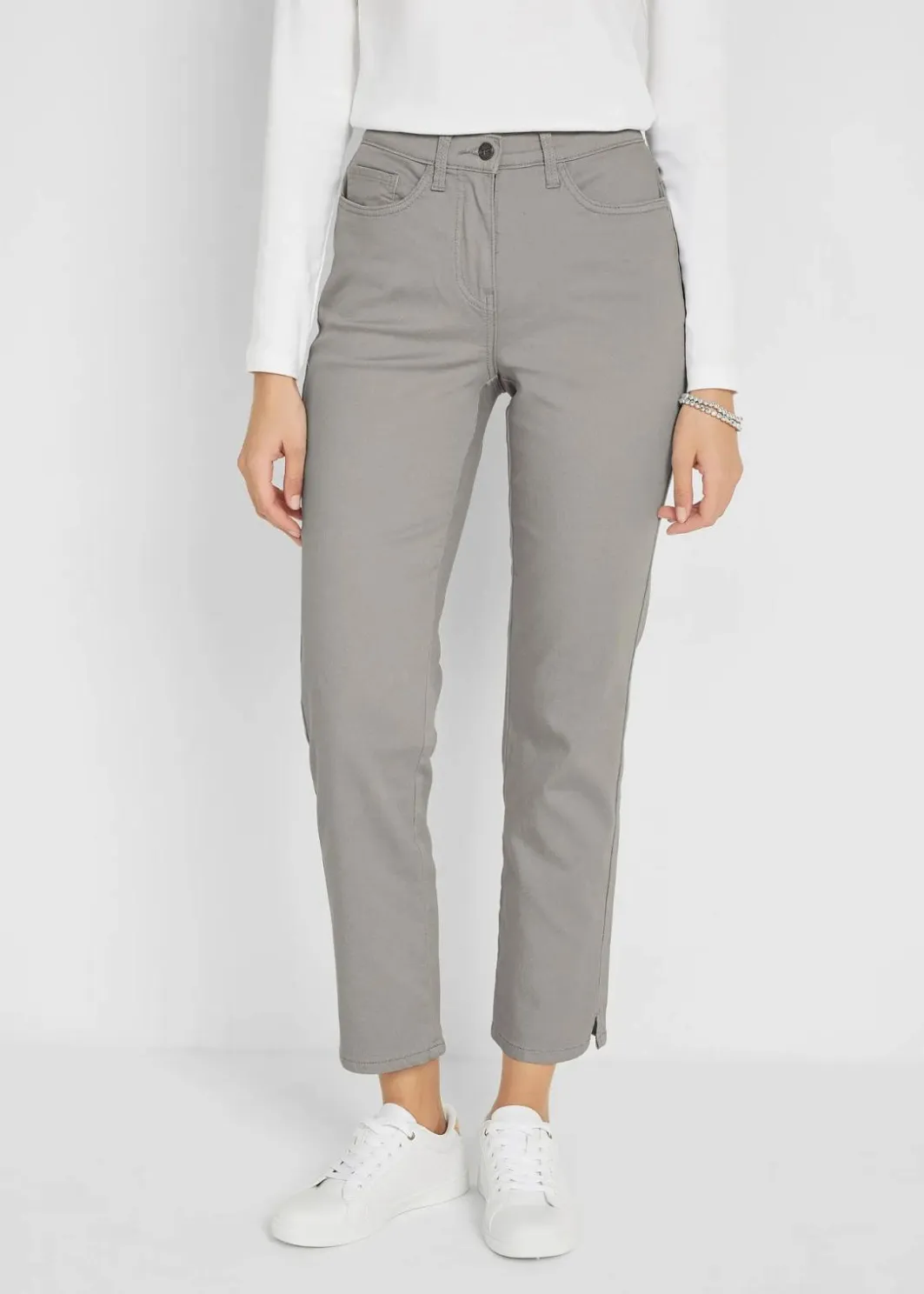 Stretchhose mit geradem Bein, Mid Waist Damen Bekleidung·Kleider|Hosen