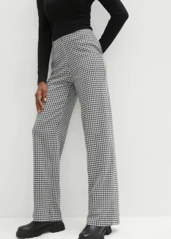 New Stretch-Hose mit Hahnentrittmuster, Wide leg Damen Bekleidung·Kleider|Hosen