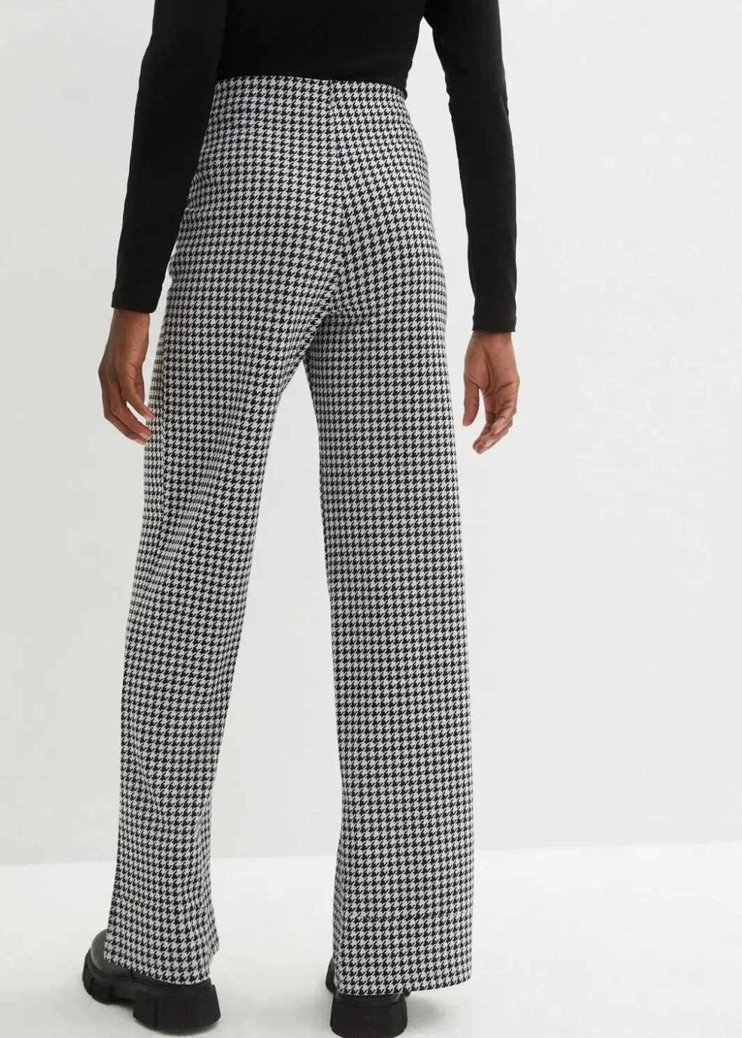 New Stretch-Hose mit Hahnentrittmuster, Wide leg Damen Bekleidung·Kleider|Hosen