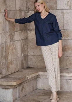 Damen bonprix Hosen|Bekleidung·Kleider|Stretch-Hose mit Hahnentrittmuster, Wide leg