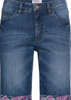 Hot Stretch-Jeans-Bermuda mit farbigem Umschlag Damen Shorts|Jeans