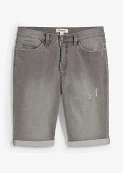 Herren bonprix Große Größen|Shorts|Stretch-Jeans-Bermuda mit umgeschlagenem Saum, Regular Fit
