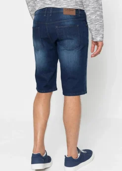 Discount Stretch-Jeans-Bermuda mit verstärktem Schritt, Regular Fit Herren Große Größen|Shorts