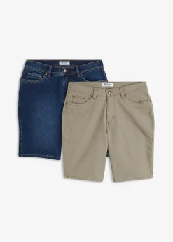 Herren bonprix Jeans|Shorts|Stretch-Jeans-Bermuda, Regular Fit (2er Pack)