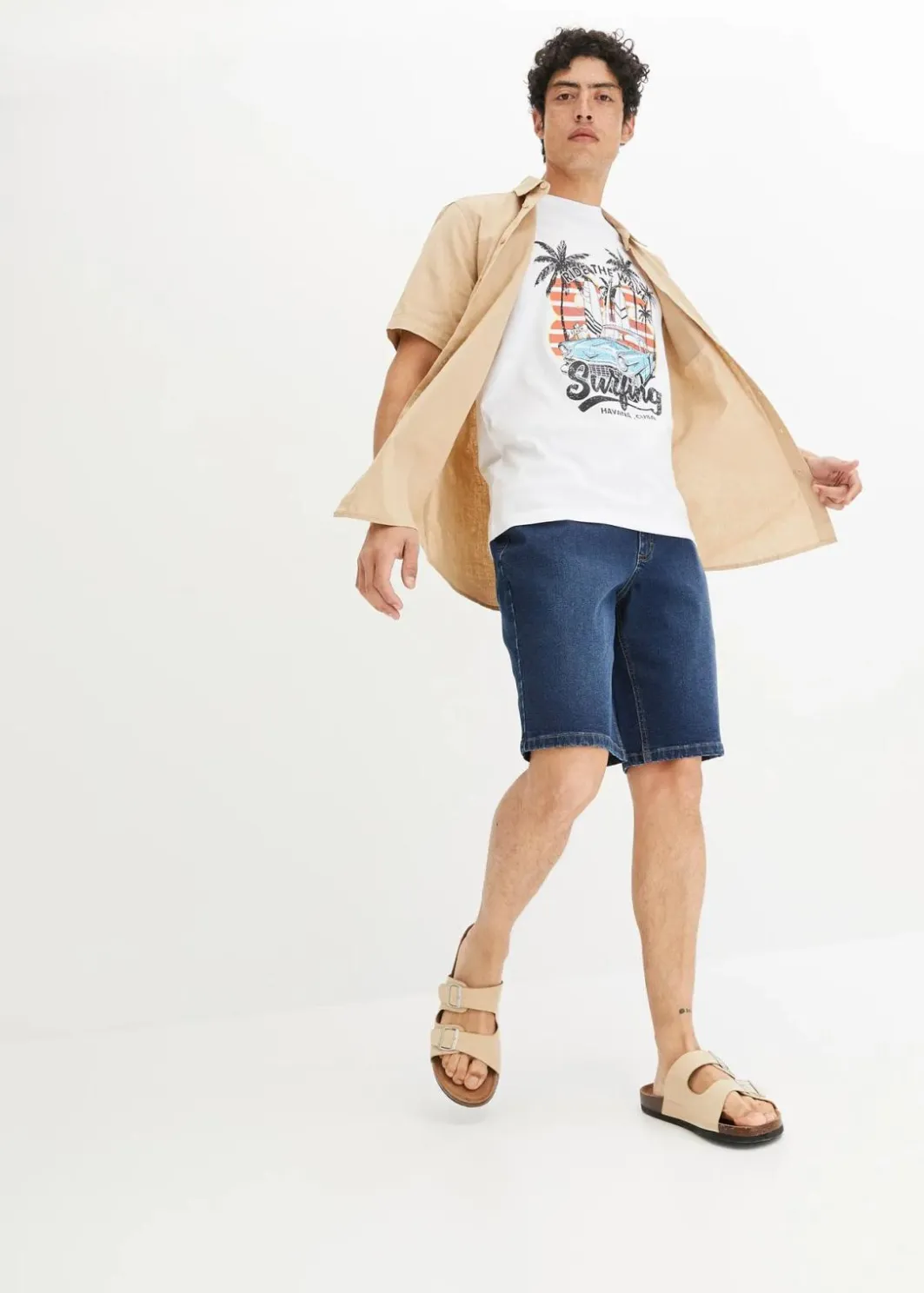 Herren bonprix Jeans|Shorts|Stretch-Jeans-Bermuda, Regular Fit (2er Pack)