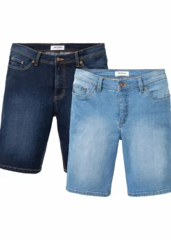 Herren bonprix Shorts|Jeans|Stretch-Jeans-Bermuda, Regular Fit (2er Pack)