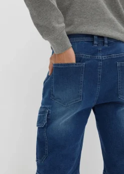 New Stretch-Jeans-Cargobermuda, Regular Fit Herren Große Größen|Shorts