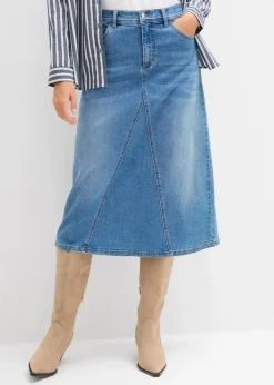 Damen bonprix Röcke|Bekleidung·Sportbekleidung|Stretch-Jeansrock, High Waist