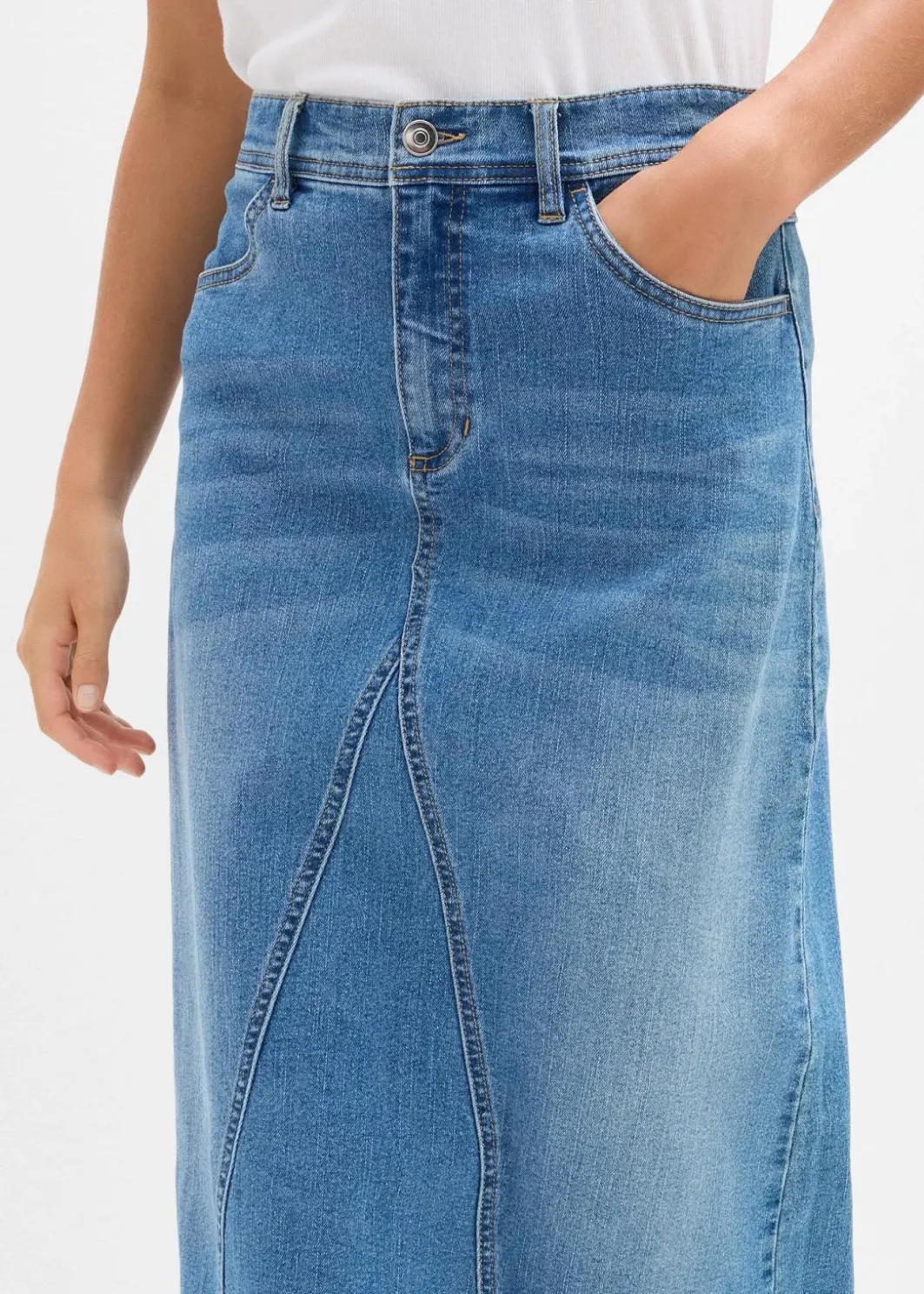 Damen bonprix Röcke|Bekleidung·Sportbekleidung|Stretch-Jeansrock, High Waist