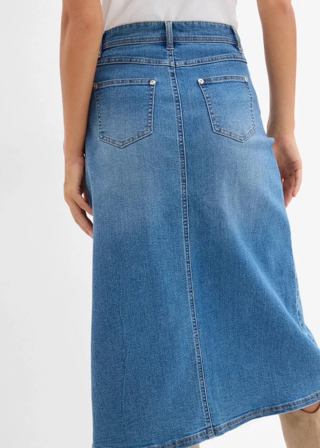 Damen bonprix Röcke|Bekleidung·Sportbekleidung|Stretch-Jeansrock, High Waist