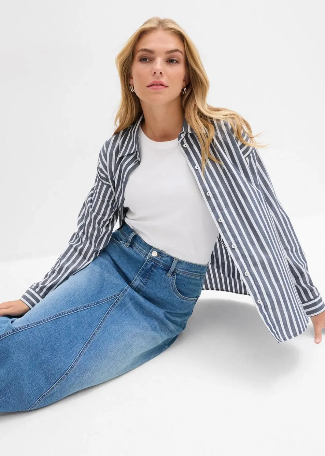 Damen bonprix Röcke|Bekleidung·Sportbekleidung|Stretch-Jeansrock, High Waist