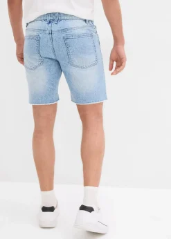 Outlet Stretch-Jeans-Shorts mit offenen Saumkanten, Relaxed Fit Herren Jeans|Shorts