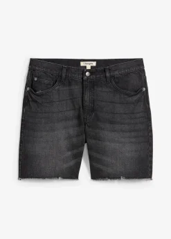 Clearance Stretch-Jeans-Shorts mit offenen Saumkanten, Relaxed Fit Herren Große Größen|Shorts