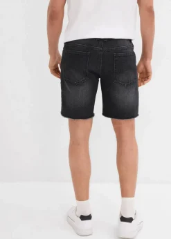 Clearance Stretch-Jeans-Shorts mit offenen Saumkanten, Relaxed Fit Herren Große Größen|Shorts
