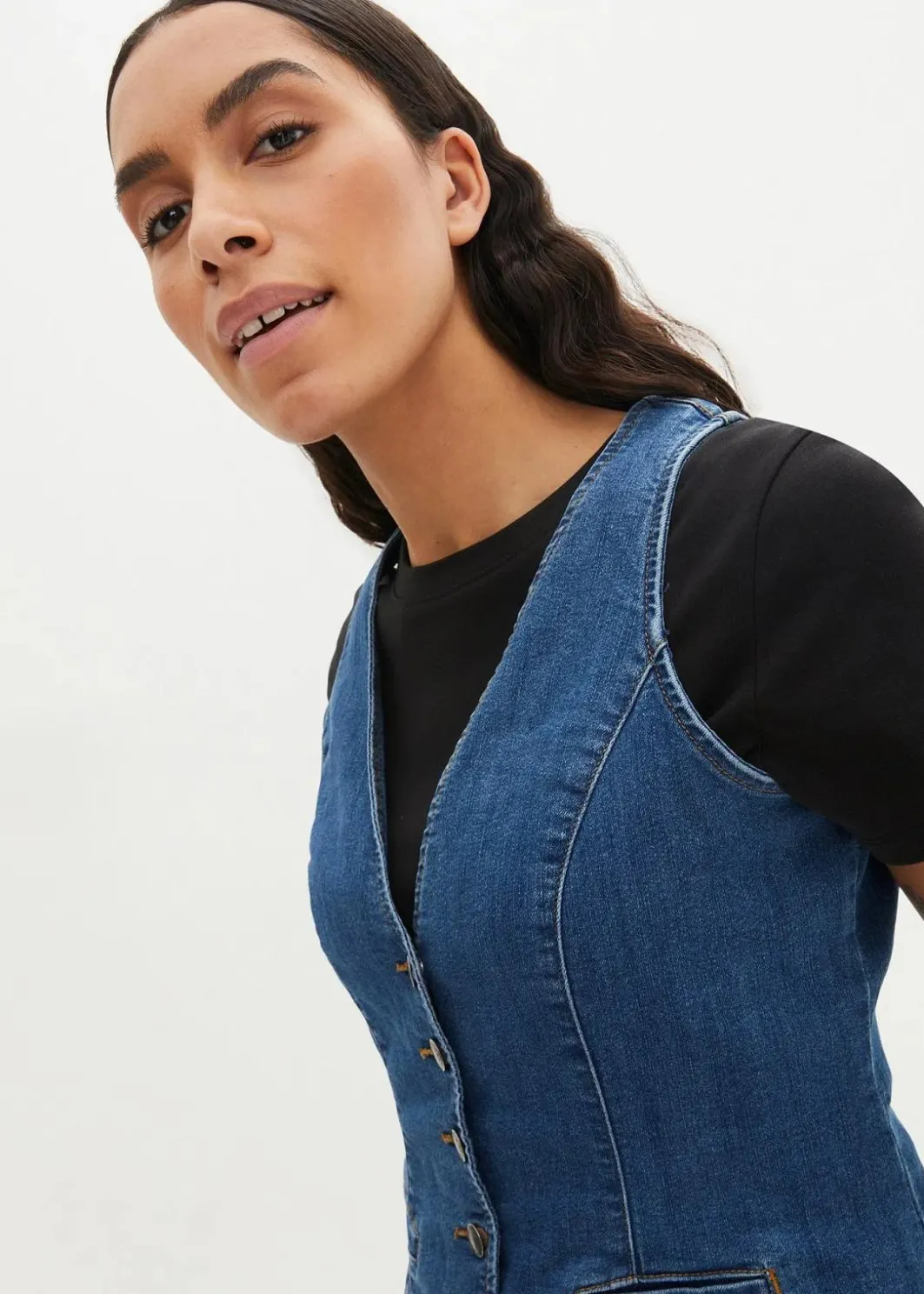 Hot Stretch-Jeansweste Damen Bekleidung·Hosen|Jacken & Mäntel