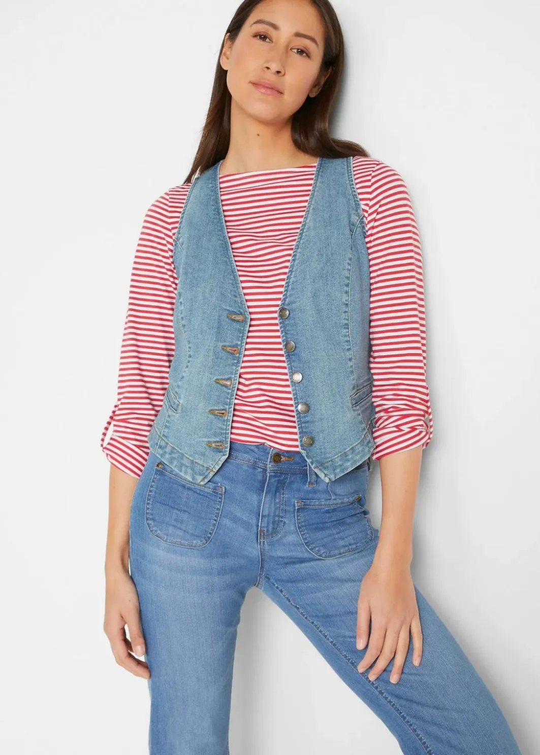 Damen bonprix Jacken & Mäntel|Bekleidung·Hosen|Stretch-Jeansweste