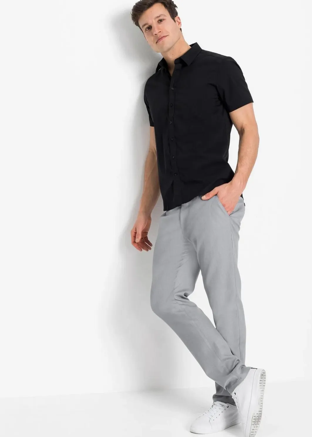 Herren bonprix Hemden|Große Größen|Stretch-Kurzarmhemd, Slim Fit